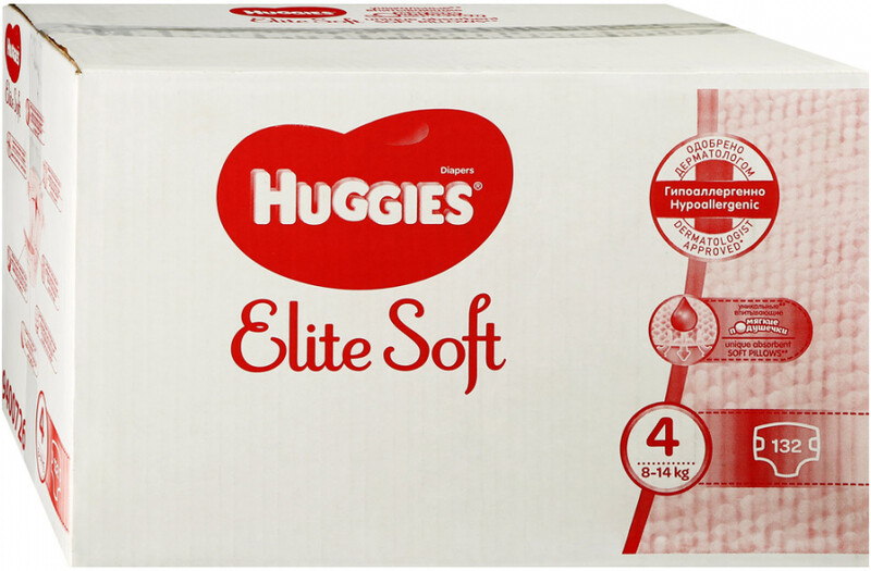 Подгузники Huggies Elite Soft 4 (8-14 кг, 132 штуки)