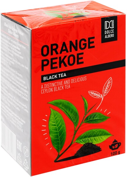 Чай черный DOLCE ALBERO Orange Pekoe, листовой, 100г Шри-Ланка, 100 г