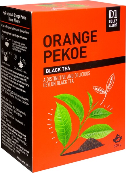 Чай черный DOLCE ALBERO Orange Pekoe, листовой, 500г Шри-Ланка, 500 г