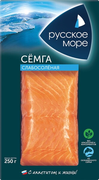 Семга Русское море филе-кусок слабосоленая, 250 г