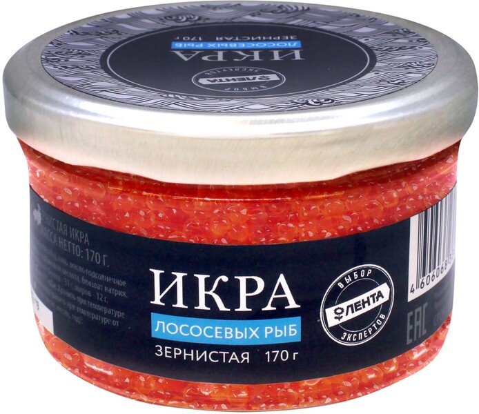 Икра лососевая ЛЕНТА Выбор экспертов, 170г Россия, 170 г