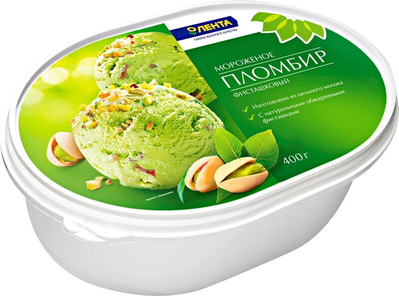 Мороженое ЛЕНТА Пломбир фисташковый с фисташками без змж