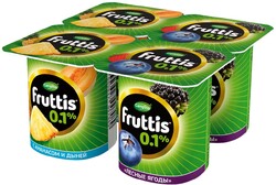 Йогуртный продукт Fruttis ананас-дыня/лесные ягоды 0,1%, 110 г