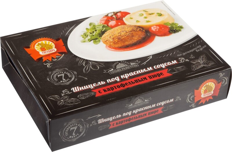 Шницель под красным соусом с картофельным пюре Государь, 300 гр., картонная коробка