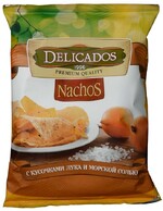 Чипсы Delicados кукурузные с кусочками лука и морской солью, 0.08кг