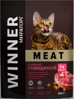 Корм сухой для взрослых кошек WINNER Meat с сочной говядиной, 300г Россия, 300 г