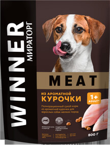 Корм сухой Winner Meat полнорационный из ароматной курочки для взрослых собак мелких пород 500 г