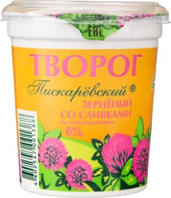 Творог зерненый Пискаревский со сливками 6% 350г