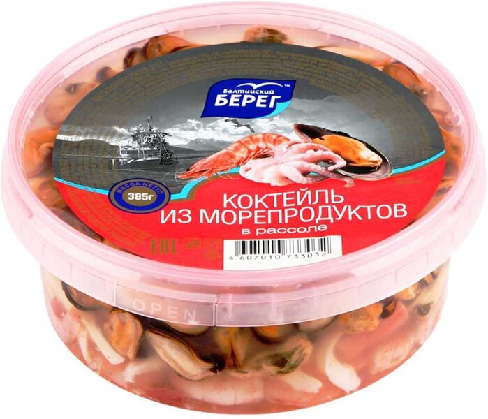 Коктейль из морепродуктов БАЛТИЙСКИЙ БЕРЕГ в рассоле, 210г