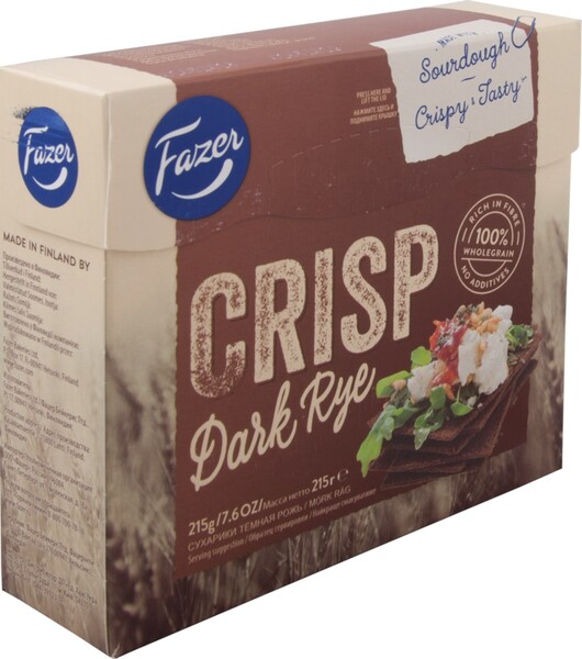 Сухарики ржаные FAZER Crisp Dark Rye, 215г Финляндия, 215 г