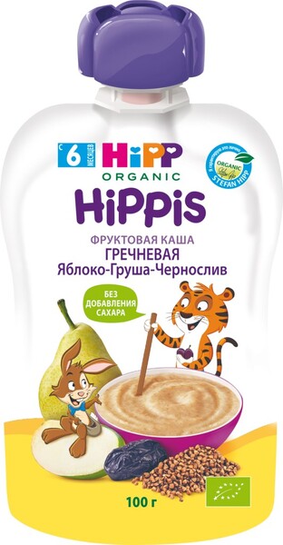 Каша фруктовая HIPP Hippis Гречневая Яблоко, груша, чернослив, с 6 месяцев, 100г