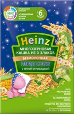 Каша многозерновая HEINZ безмолочная из 3-х злаков с липой и ромашкой, с 6 месяцев, 180г Россия, 180 г
