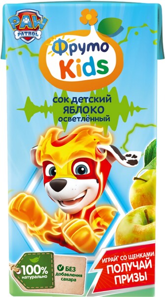 Д/п сок ФРУТОНЯНЯ ФрутоKids ябл. освет. д/пит. детей раннего возраста с 4 мес 200мл