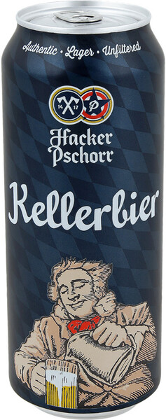 Пиво светлое Hacker Pschorr  Kellerbier нефильтрованное 5.5% 0.5л Ж/б Германия