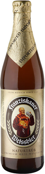 Пиво Franziskaner Weissbier пшеничное светлое нефильтрованное 5%, 500 мл