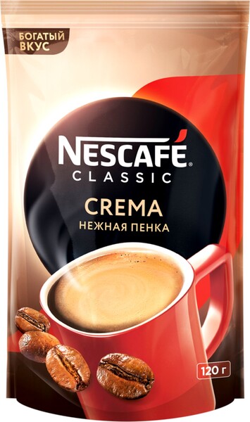 Кофе растворимый NESCAFE Classic Crema натуральный, 120г Россия, 120 г