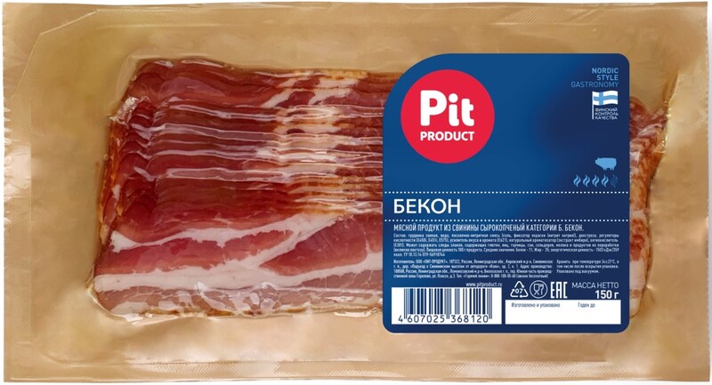 Бекон Пит-Продукт сырокопченый нарезка 150г