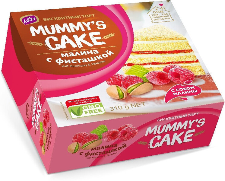 Торт Konti Mummys cake со вкусом Малина с фисташкой 310г