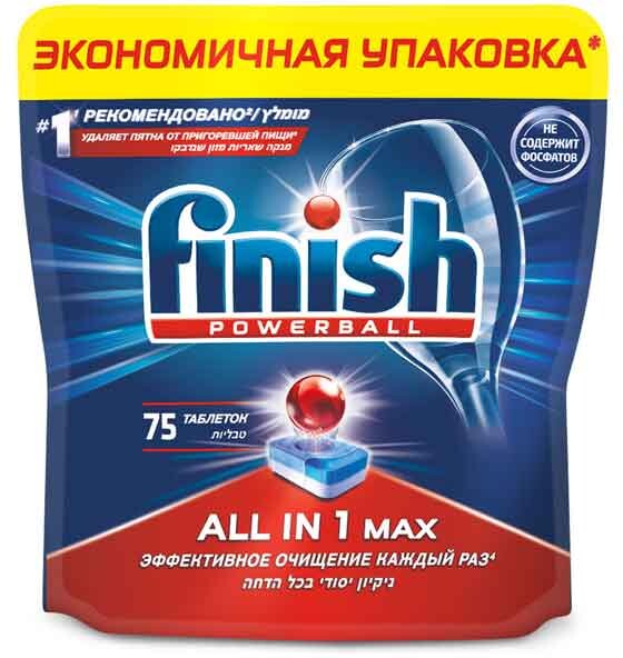 Средство д/ПММ FINISH All in1 Max бесфосфатное таблетки Польша, 75 шт