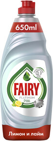 Средство Fairy Platinum Лимон и лайм для мытья посуды 650 мл