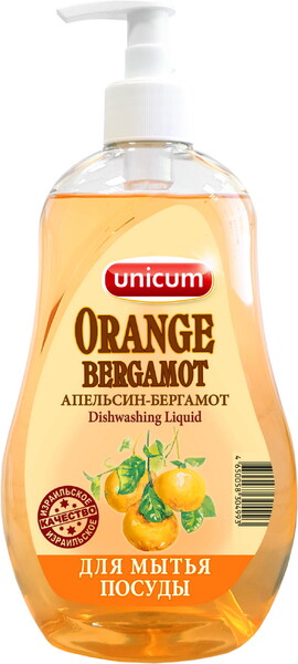 Средство для мытья посуды UNICUM Апельсин-бергамот 550 мл