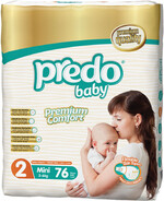 Подгузники Predo Baby №2 3-6кг мини 76 шт