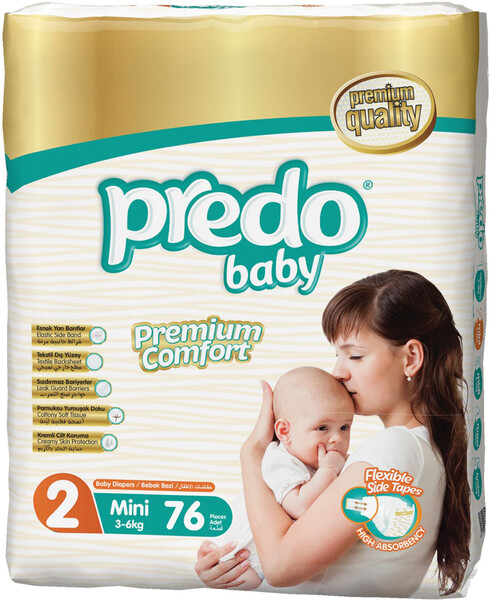 Подгузники Predo Baby №2 3-6кг мини 76 шт
