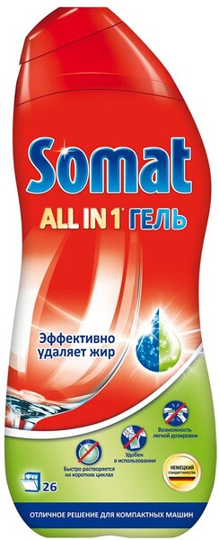 Гель для посудомоечной машины SOMAT All in 1, 936мл Венгрия, 936 мл