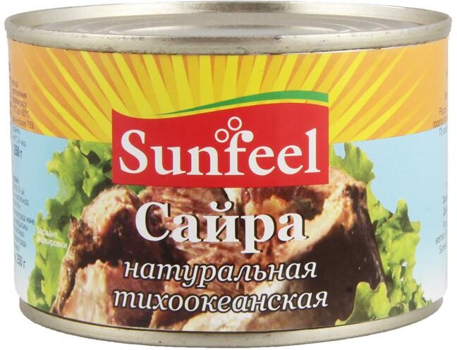 Сайра Sunfeel натуральная , 250 гр, ж/б