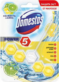Средство чистящее для унитаза Domestos Power 5 Свежесть лайма подвесной блок 55 г