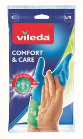 Перчатки для чувствительной кожи Vileda Комфорт с кремом размер в ассортименте