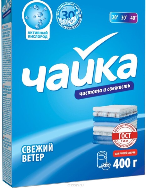 Порошок для стирки Чайка «Свежий ветер», ручная стирка, 400 г