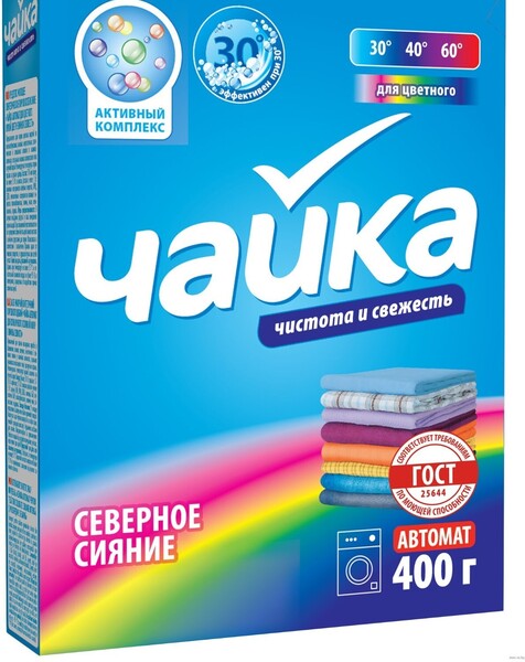 Порошок для стирки Чайка «Северное сияние», для цветного белья, автомат, 400 г