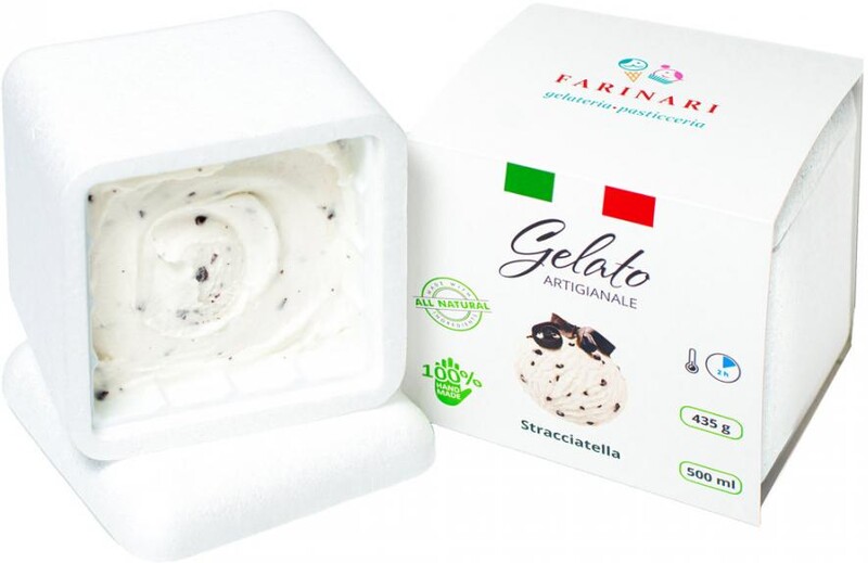 Мороженое сливочное Farinari Джелато ремесленное Stracсiatella 8%-11% 435 г