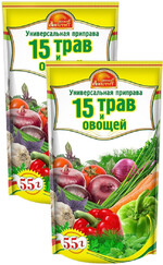 Бакалея Русский аппетит Приправа универсальная 15 трав и овощей 55 гр. (30) (мин.5 штук) big pack (Д-058)