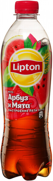 Напиток LIPTON Холодный черный чай со вкусом арбуза и мяты негазированный, 0.5л