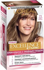 Краска для волос EXCELLENCE 7.1 Русый пепельный