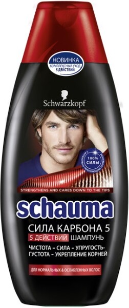 Шампунь для волос мужской SCHAUMA Сила Карбона, 380мл Россия, 380 мл