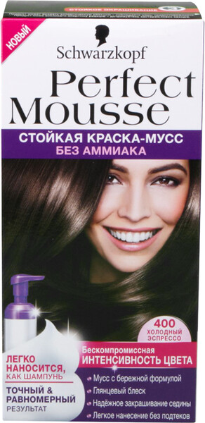 Краска-мусс для волос PERFECT MOUSSE 400 Темный каштан, 92.5мл Словения, 92,5 мл