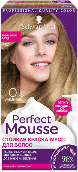Краска-мусс для волос Schwarzkopf Perfect Mousse 950 9-0 Натуральный блонд