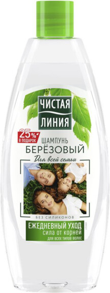 Шампунь для всех типов волос ЧИСТАЯ ЛИНИЯ Березовый, для всей семьи, 600мл Россия, 600 мл