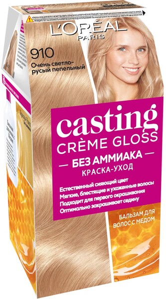 Крем-краска для волос Loreal Paris Casting Creme Gloss 910 Очень светло-русый пепельный