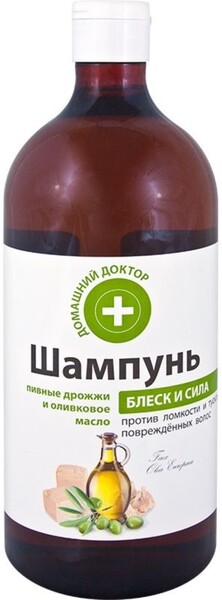 Шампунь Домашний доктор «Блеск и сила», пивные дрожжи и оливковое масло, 1000 мл