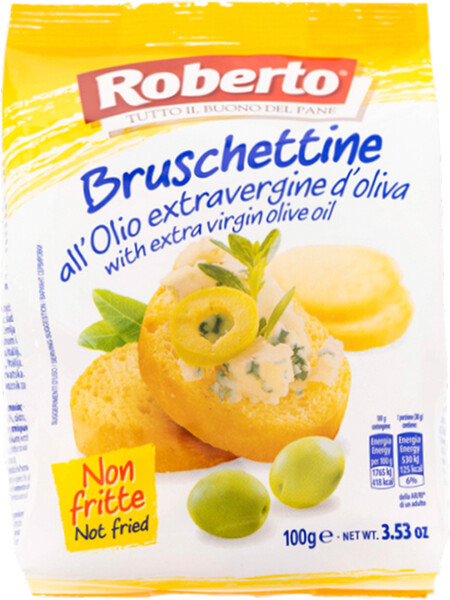 Хлебцы Roberto Брускеттине хрустящие с оливковым маслом 100г