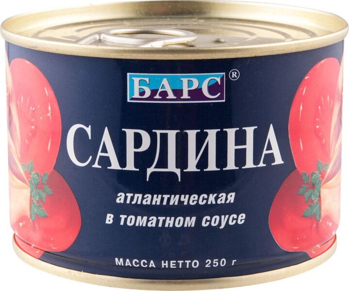 Сардина атлантическая в томатном соусе 250 гр ж/б с ключом