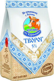 Творог 5%, Коровка из Кореновки, 340 гр., пакет