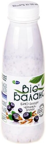 Йогурт питьевой BIO БАЛАНС черника/злаки 1,5%, 330г X 1 штука