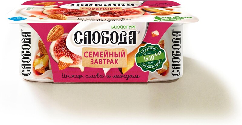 Биойогурт Слобода Семейный завтрак с инжиром сливой и миндалем 500г