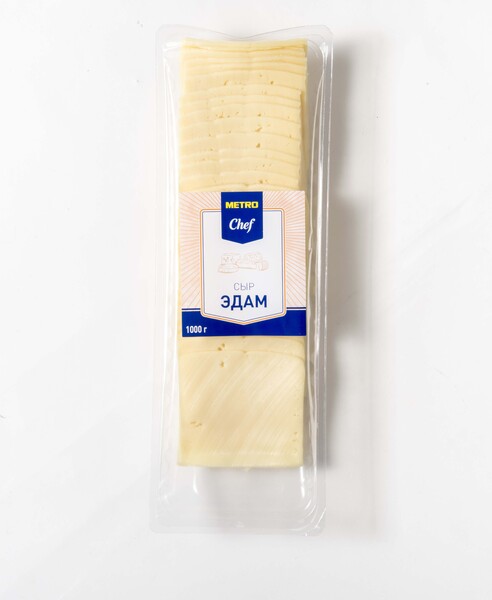 Сыр полутвердый Эдам 40% нарезка METRO CHEF, 1 кг X 1 штука
