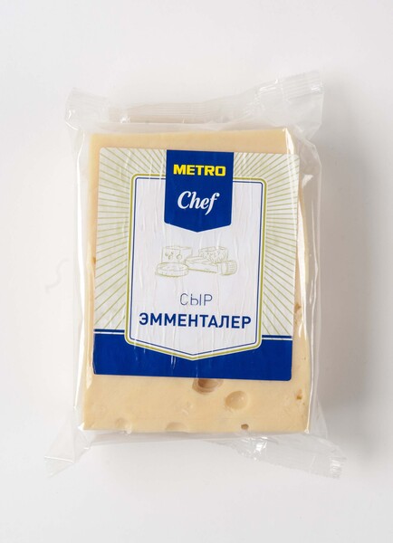 Сыр твердый Metro Сhef Эмменталер 45% бзмж ~1 кг